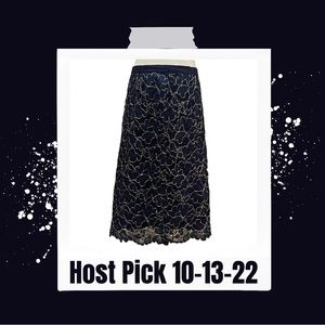 Oscar De La Renta Studio blue/gold pencil midi skirt